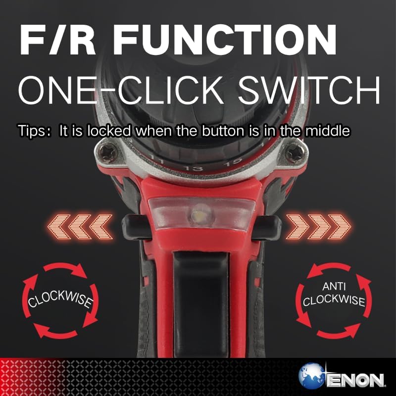ENON 12V Cordless Drill Machine Kit Set With 86Pcs Powerful 300W Motor,2 Modes Of Speed,420-1500Rpm,Cordless Drilling Machine For Home Use Perfect For Drilling Wood,Metal (Xe-Cd1211),Multicolor ENON 12V Cordless Drill Machine Kit Set With 86Pcs Powerful 300W Motor,2 Modes Of Speed,420-1500Rpm,Cordless Drilling Machine For Home Use Perfect For Drilling Wood,Metal (Xe-Cd1211),Multicolor